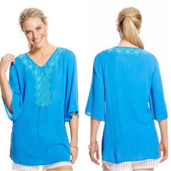 Lilly for Target Embroidered Cover Up, Blue Bell - Picture 3 of 7